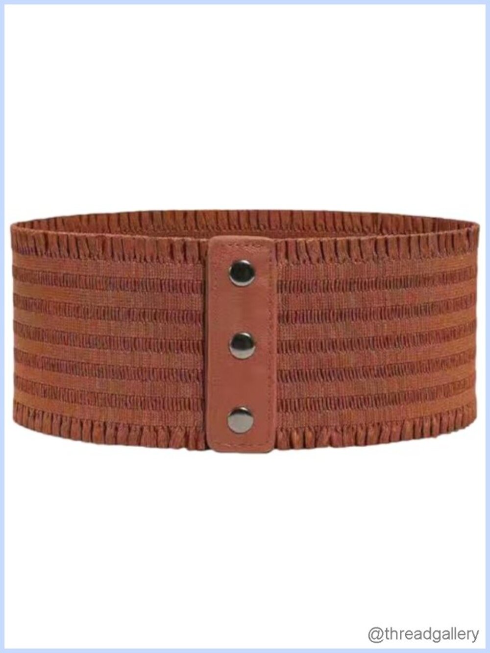 Faux Leather Wide Elastic Cinch Waist Belt with Snap Button